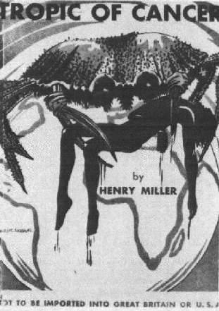 Front wrapper for the first edition of Tropic of Cancer, designed by Maurice Girodias.