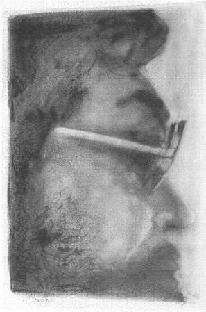 A 1976 self-portrait by Momaday. The medium is graphite and wash.