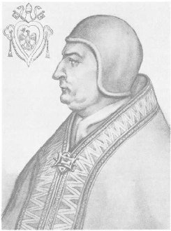 Pope Clement IV who requested of Bacon a written, fair copy of his philosophy and received Opus Majus in return.