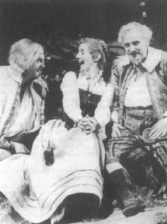 Daniel Massey as Sir Andrew Aguecheek, Gemma Jones as Maria, and John Thaw as Sir Toby Belch in Caird's 1983 RSC production.